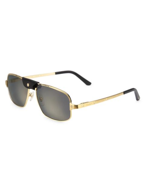 Cartier Men's Santos 60MM Rectangular Sunglasses - Gold