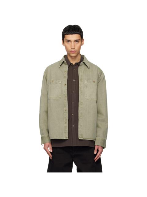 LE17SEPTEMBRE Green Garment-Dyed Denim Shirt