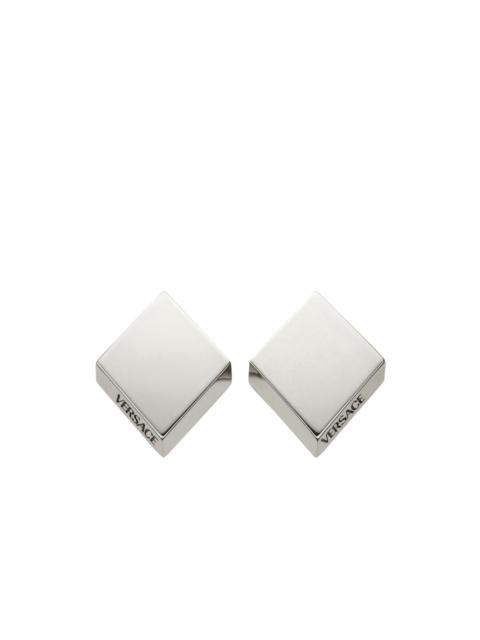 logo-engraved rhombus stud earrings