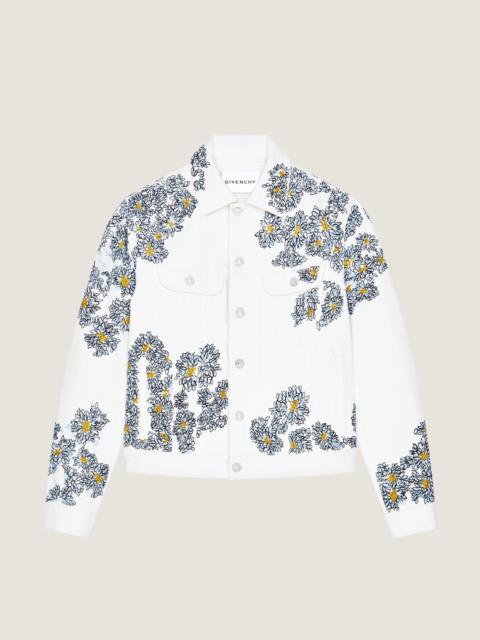 Givenchy JACKET IN WHITE DENIM WITH POMPOM EMBROIDERY