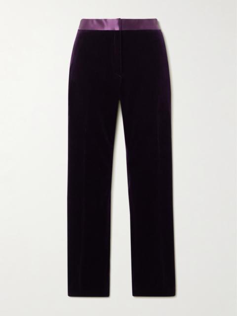 TOM FORD Satin-trimmed Cotton-blend Velvet Straight-leg Pants