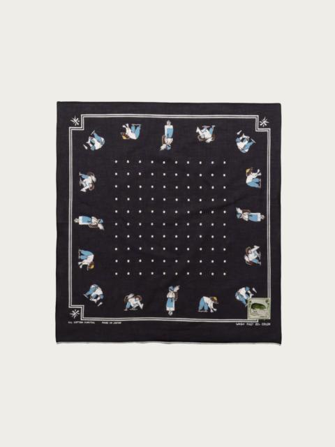Kapital Fastcolor Selvedge Bandanna (RICE SEEDING) 20x20 - Black