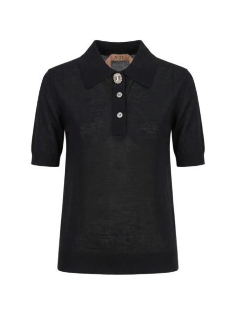 N°21 jewel-button polo shirt