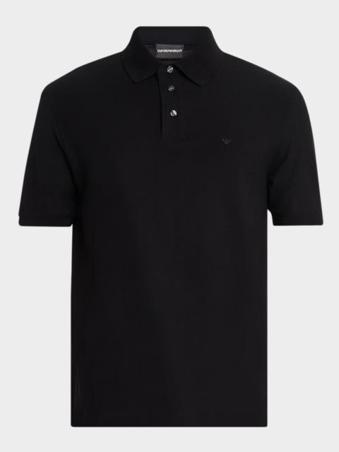 EMPORIO ARMANI Men's Cotton Jersey Ribbed-Trim Polo Shirt