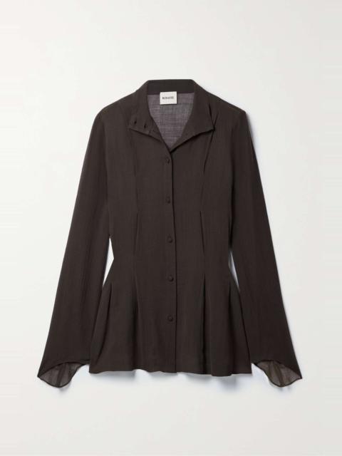 KHAITE Miles pleated wool-blend voile shirt