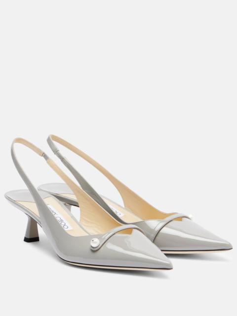 JIMMY CHOO Amita 45 patent leather slingback pumps