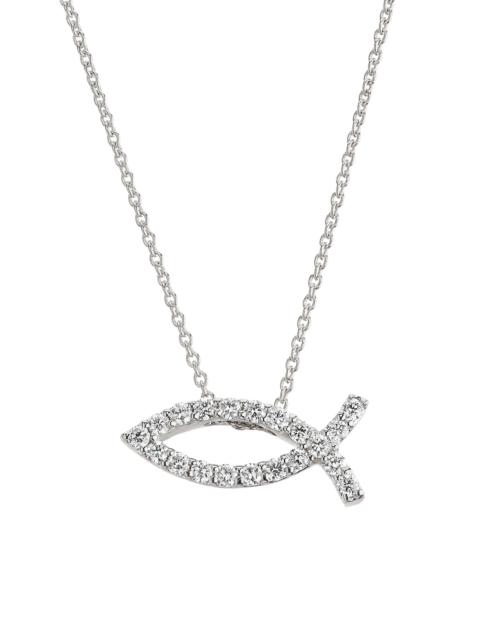 ROBERTO COIN Women's Tiny Treasures 18K White Gold & 0.25 TCW Diamond Fish Pendant Necklace - White Gold