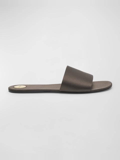 SAINT LAURENT Carlyle Satin Flat Slide Sandals