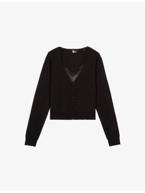 The Kooples Lace-Embroidered Long-Sleeve Knitted Jumper