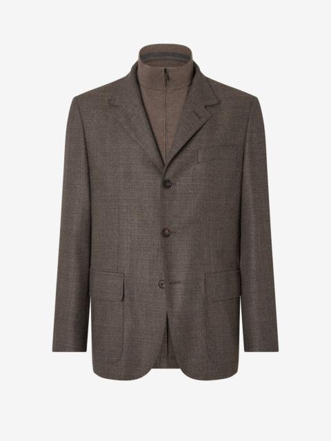 CORNELIANI Brown stretch wool jacket with detachable vest