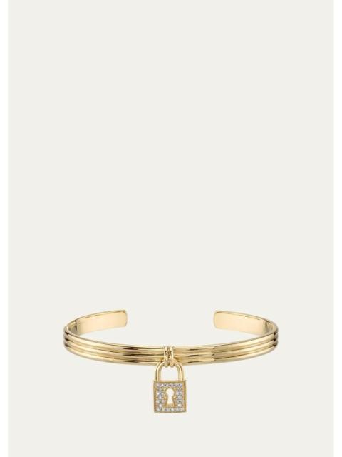 SYDNEY EVAN 14K Yellow Gold & 0.13 TCW Diamond Padlock Cuff