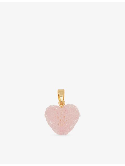 CRYSTAL HAZE Jelly Heart Connector 18ct Yellow-Gold Plated Brass And Resin Pendant