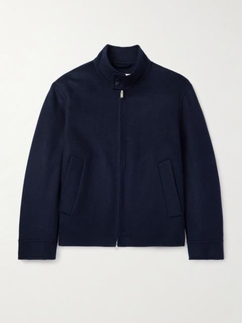 LARDINI Brushed Wool and Cashmere-Blend Bomber Jacket Navy