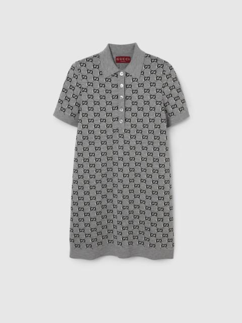 GUCCI Wool jacquard polo dress with GG Shadow