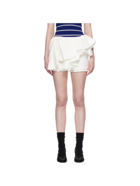 SHUSHU/TONG White Asymmetrical Bow & Ruffle Miniskirt