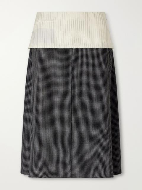 mfpen Committee pinstriped checked seersucker midi skirt Dark gray