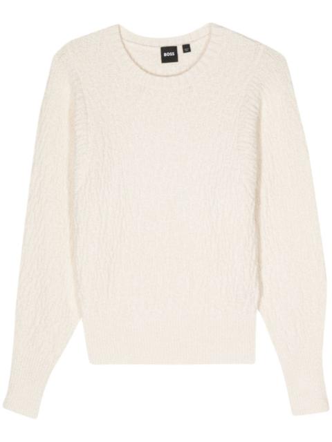 BOSS logo-lettering chunky-knit jumper