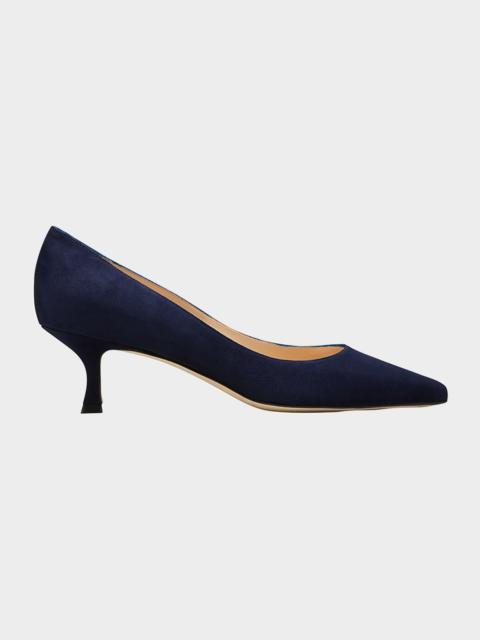Manolo Blahnik 50mm Srila Suede Kitten Heel Pumps