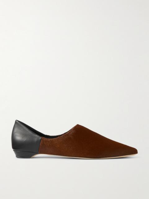 JAMIE HALLER Collapsible-heel Leather And Calf Hair Mules