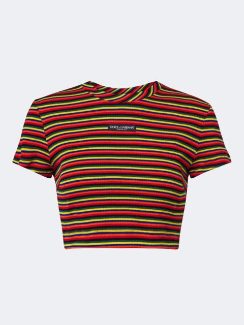 Dolce & Gabbana Cropped striped cotton T-shirt