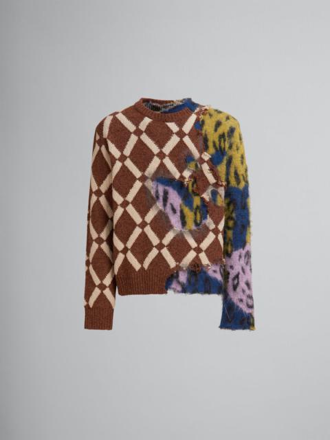 MULTICOLOUR ARGYLE WOOL-MOHAIR TWO-IN-ONE JUMPER