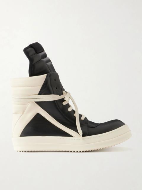 Rick Owens Geobasket Panelled Leather and Rubber Sneakers Black