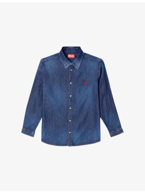 Diesel D-Simply Logo-Embroidered Denim Shirt