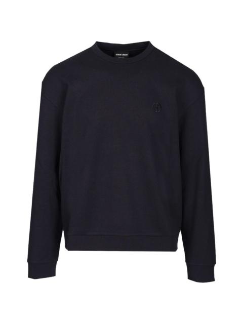 GIORGIO ARMANI logo-embroidered crew-neck sweater