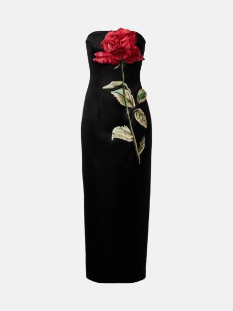 LEO LIN Rayna floral-appliqué midi dress