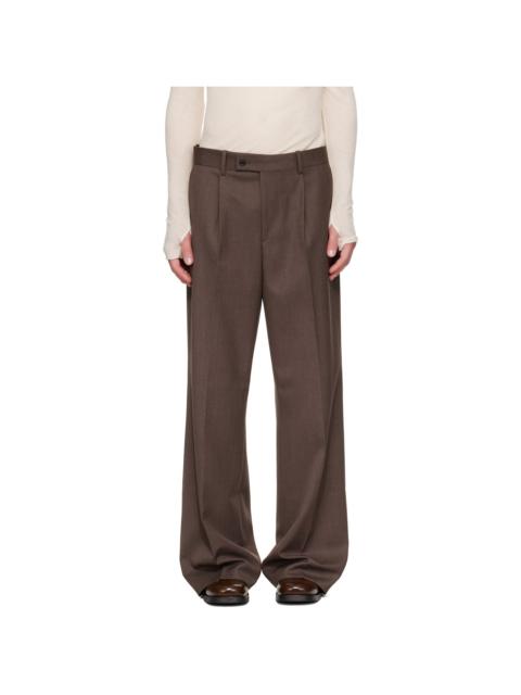Tonywack Brown Melange Wool Wide-Leg Pleated Trousers