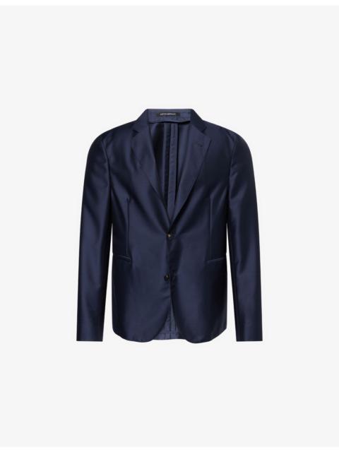 EMPORIO ARMANI Tropical Single-Breasted Wool and Silk-Blend Blazer
