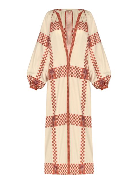 Diosa Geometrica Plunged Cotton Maxi Dress print
