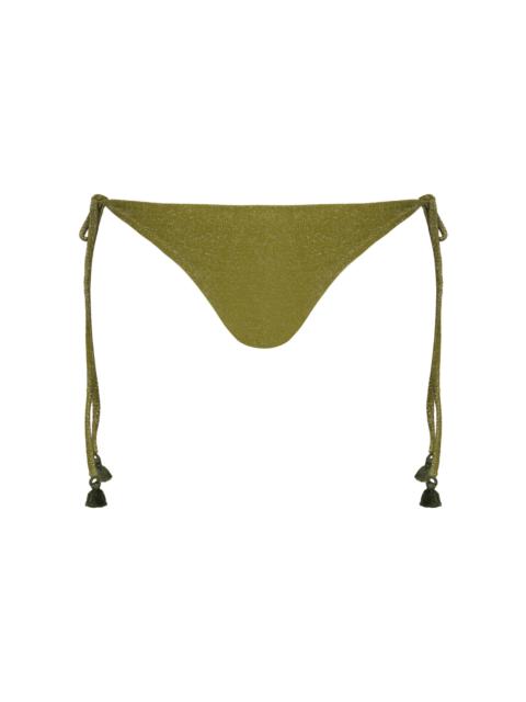 Johanna Ortiz Iquitos Glittered Side-Tie Triangle Bikini Bottom green