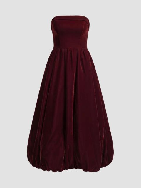 MAC DUGGAL Women's Velvet Strapless Bubble Hem Midi Dress - Wine