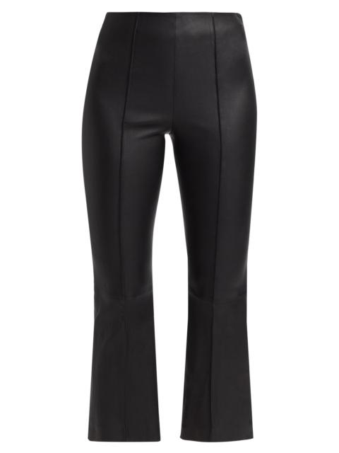 Vince Women's Cropped Flare Stretch-Leather Pants - Black