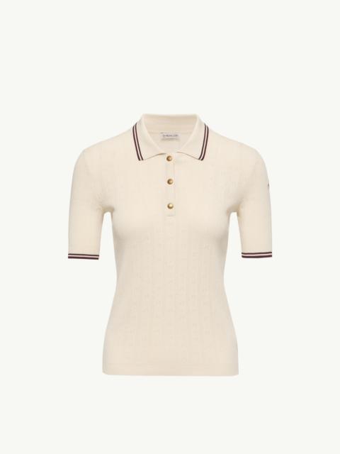 Moncler Rhombus & Logo Pattern Cotton Polo Shirt
