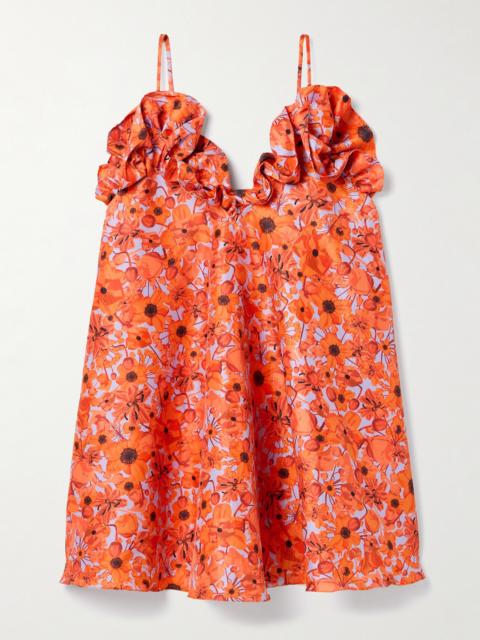 KIKA VARGAS Joan Ruffled Floral-print Taffeta Mini Dress