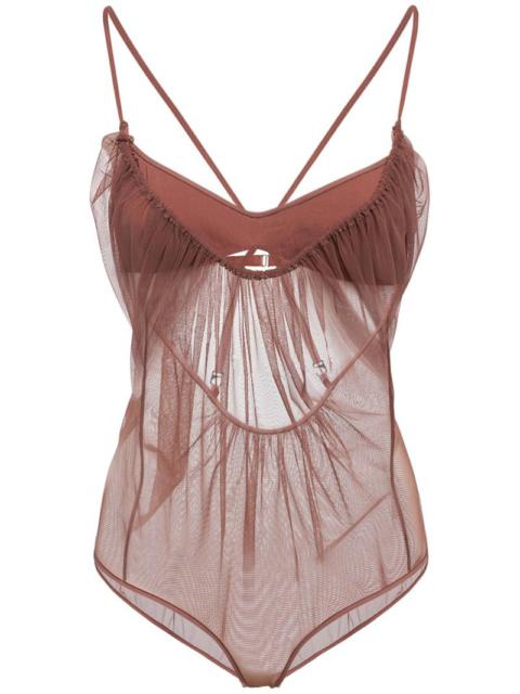 NENSI DOJAKA Layered mesh cutout bodysuit