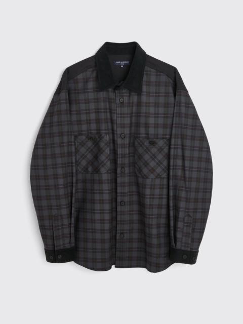 COMME DES GARÇONS HOMME WOOL PANEL SHIRT NAVY / BLACK