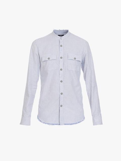 Balmain White cotton shirt with blue pinstripes