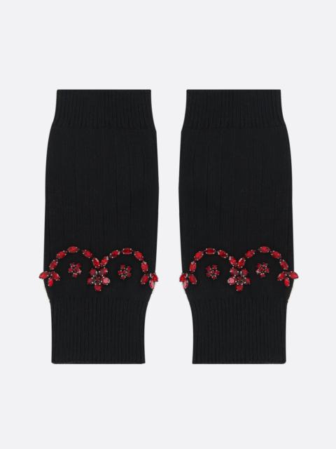 Simone Rocha KNITTED MITTENS WITH SCALLOP EMBROIDERY