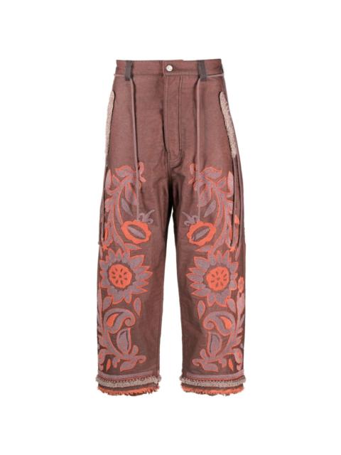 Craig Green floral-embroidered cropped trousers