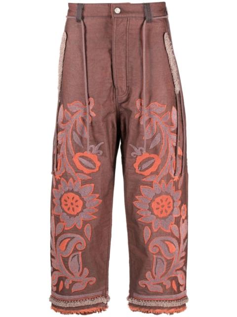 Craig Green floral-embroidered cropped trousers