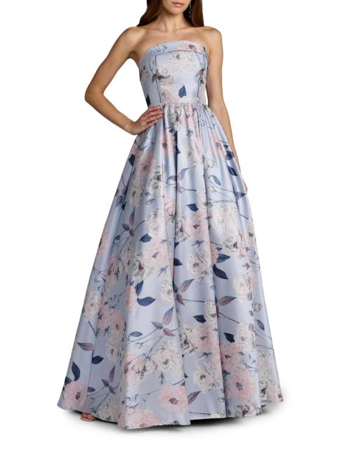 MAC DUGGAL Women's Floral Brocade Strapless Ball Gown - Blue Multi