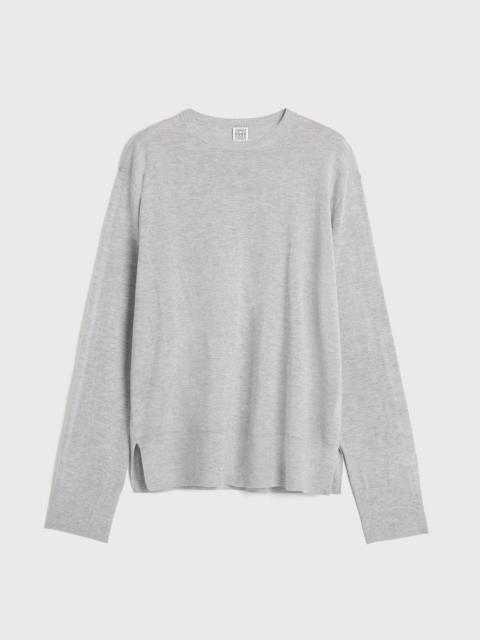 Crew-neck silk cashmere knit grey melange