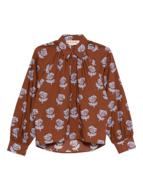 Marni rose-print cotton shirt
