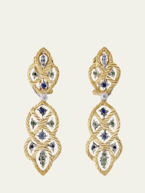 Buccellati Etoilee Color Diamond, Tsavorite and Sapphire Convertible Drop Earrings