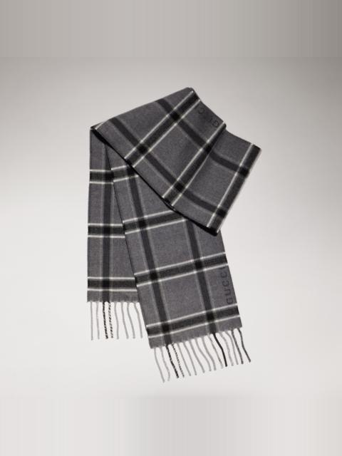 GUCCI Gucci tartan wool cashmere scarf
