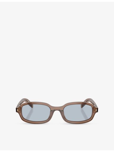 Prada PR D06S Oval-Frame Tortoiseshell Acetate Sunglasses