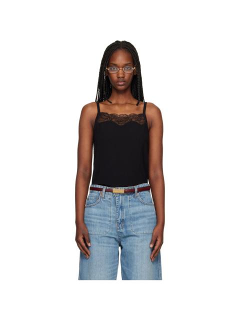 RE/DONE Black Lace Ribbed Camisole